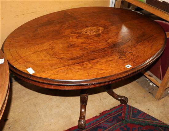 Walnut inlaid loo table